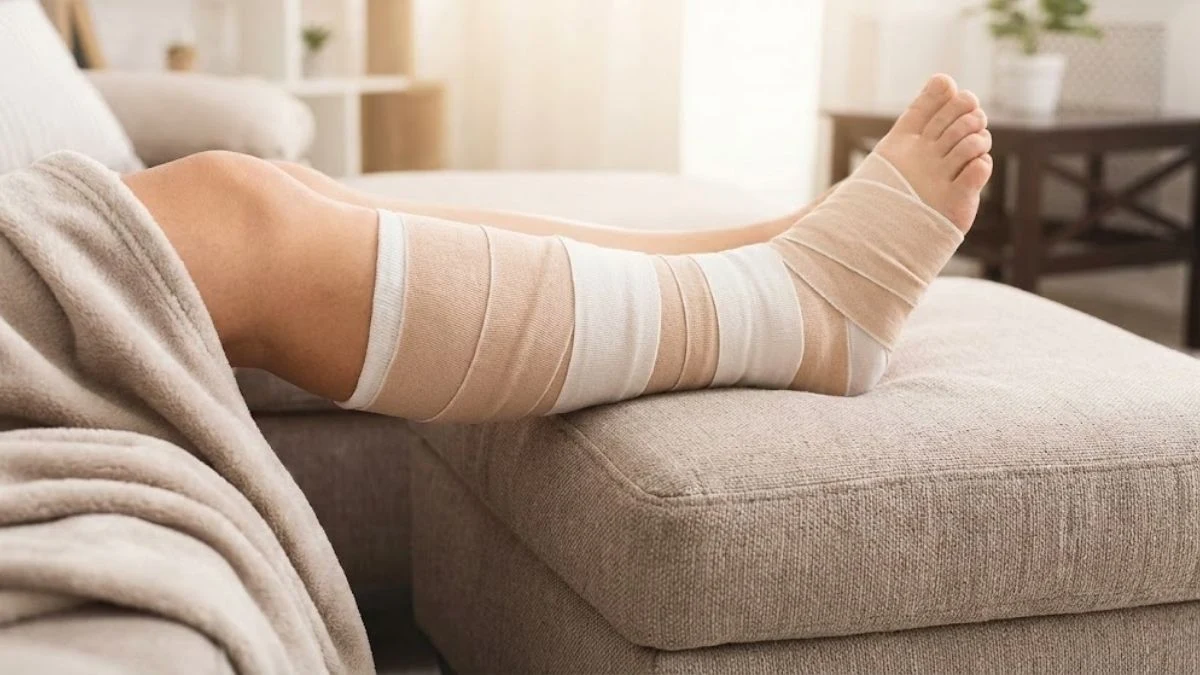 Compression therapy wrap for venous leg ulcer treatment and edema management.