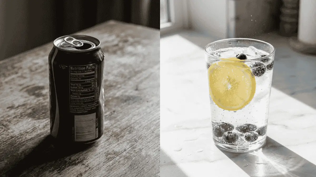 Healthy beverage swaps for wound healing; replacing soda with sparkling water to reduce sugar intake. Healthy beverage swaps for wound healing; replacing soda with sparkling water to reduce sugar intake.