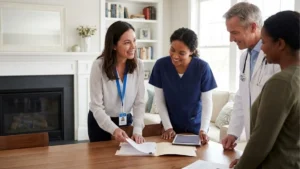 VELA Wound Care nurse collaborating with home health partners to coordinate patient care.